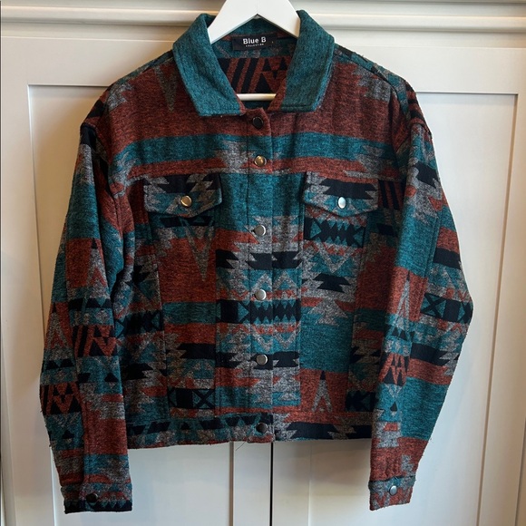 Women's Boho Aztec Western Pattern Button Up Jacket Shacket Large - Picture 15 of 16